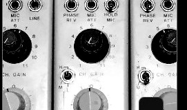 Channel strips on the Raindirk mixing desk