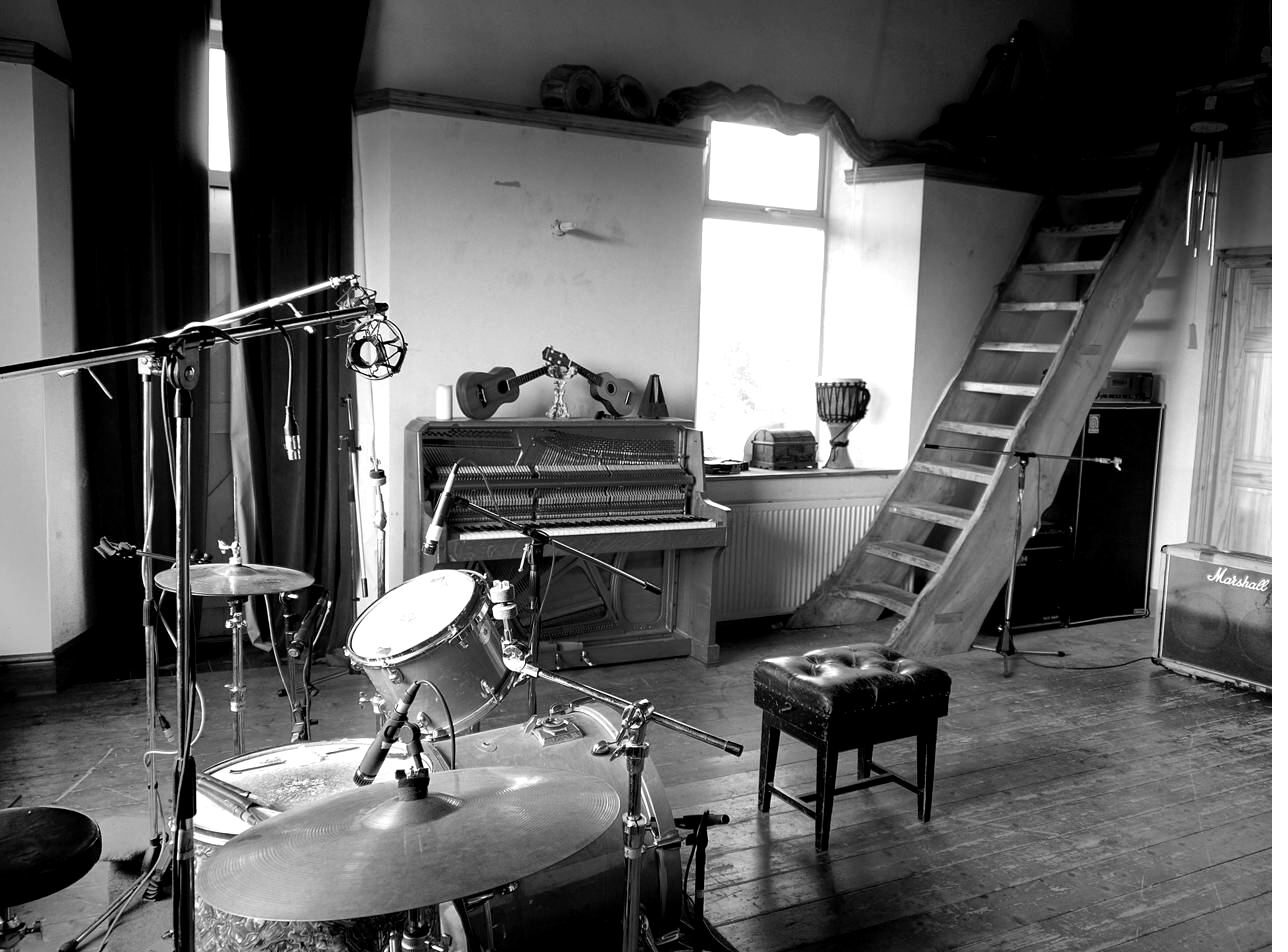 The live room at TPot Studio — the school's old assembly hall