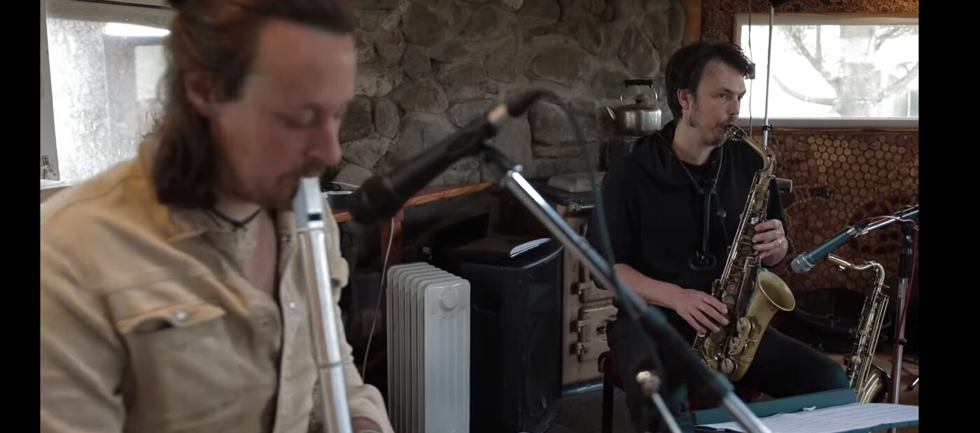 Flute and saxophone players at the Sanctuary Band session at TPot Recording Studios